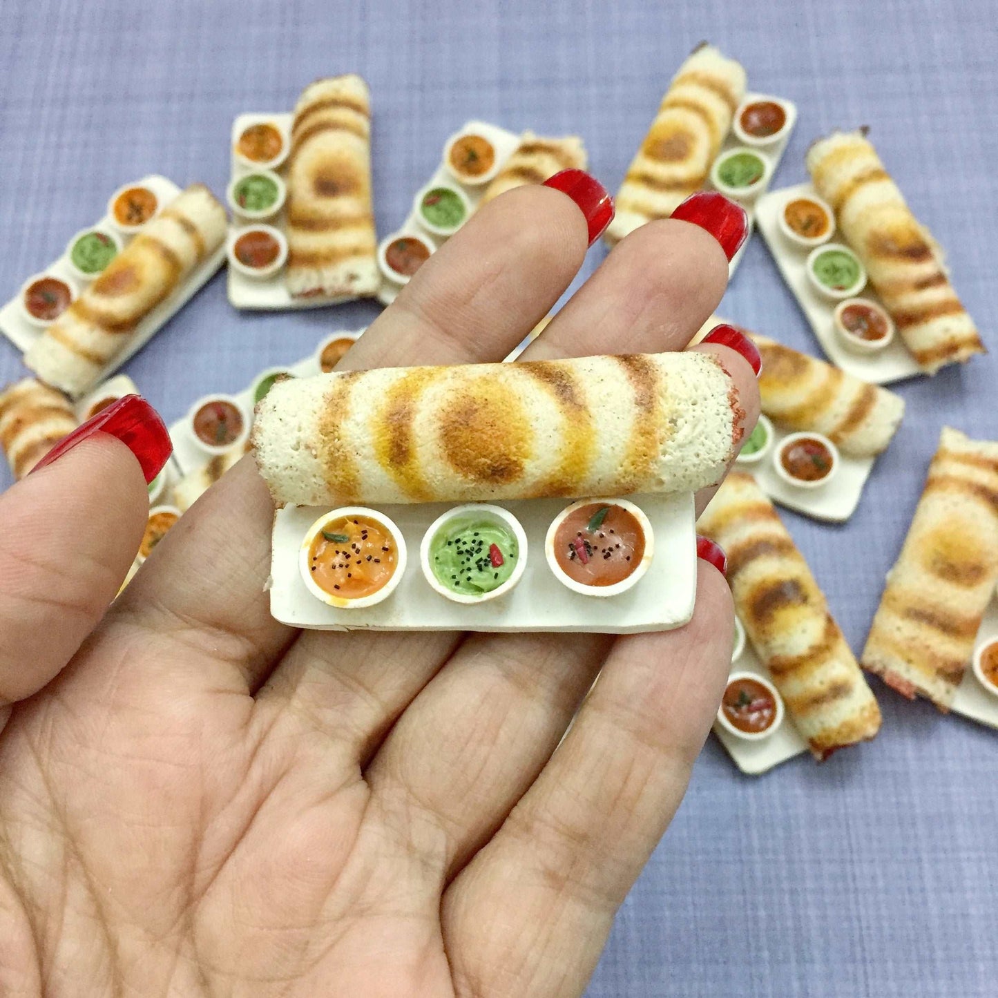 Paper Dosa South Indian Miniature Food Magnet