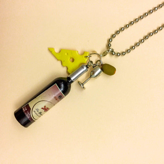 Wine & Cheese Miniature Charm Pendant