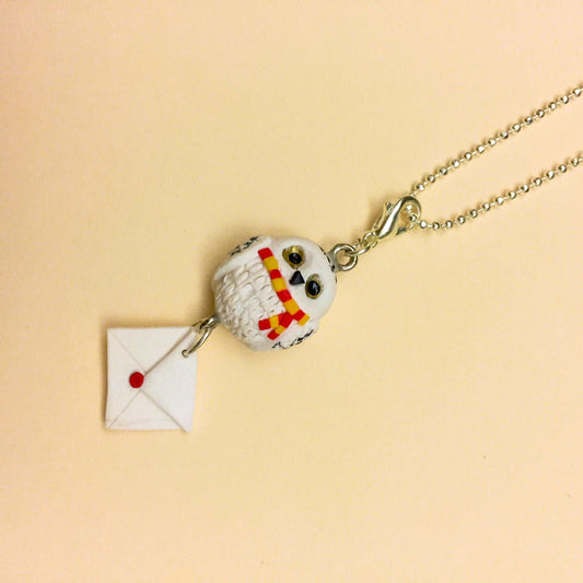 Hedwig Owl With Miniature Letter Charm Pendant Necklace