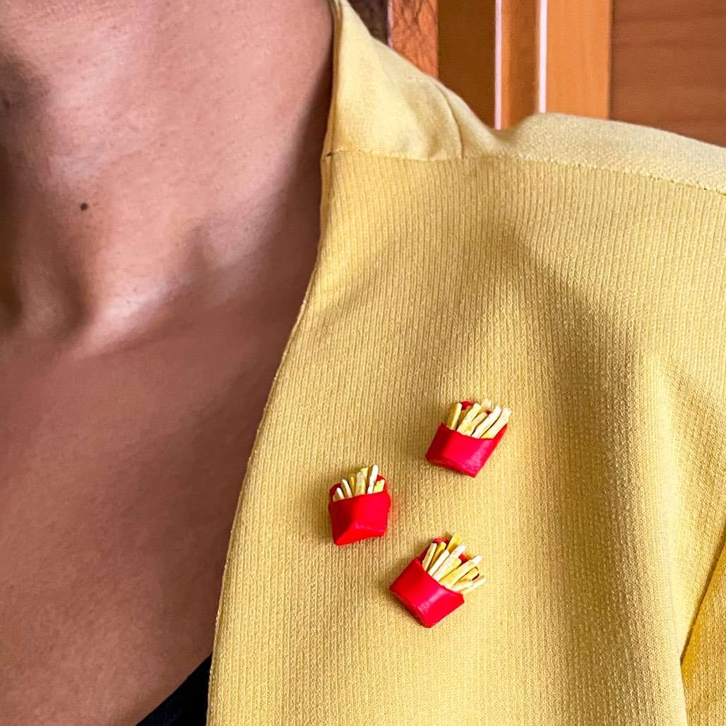 French Fries Miniature Lapel Brooch Pin