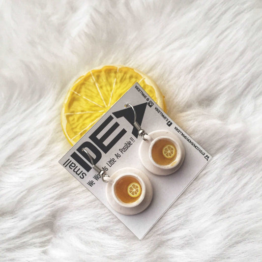 miniature green lemon tea earrings