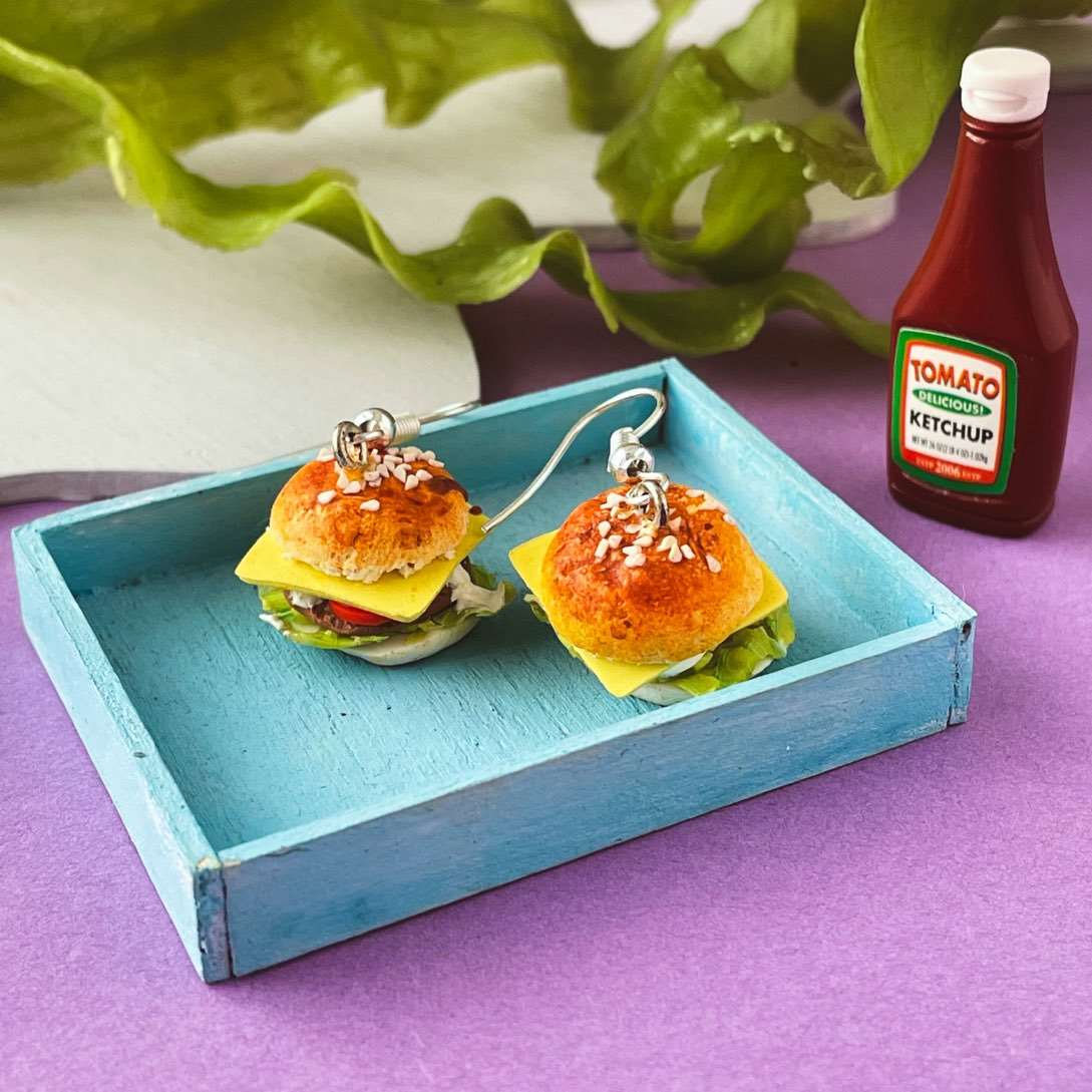 Burger Mini Food Earrings