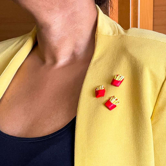 French Fries Miniature Lapel Brooch Pin