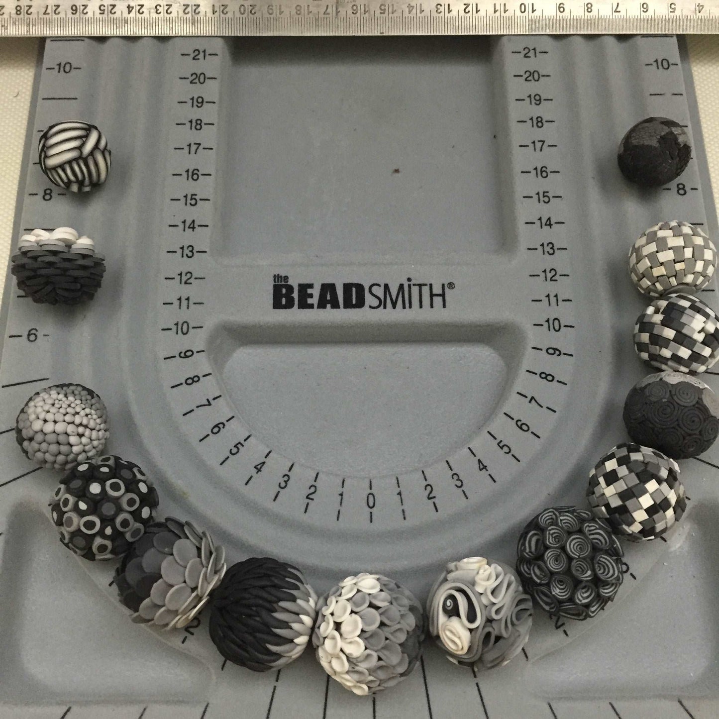 Grey Matter- Monochrome Texture Polymer Clay Statement Necklace