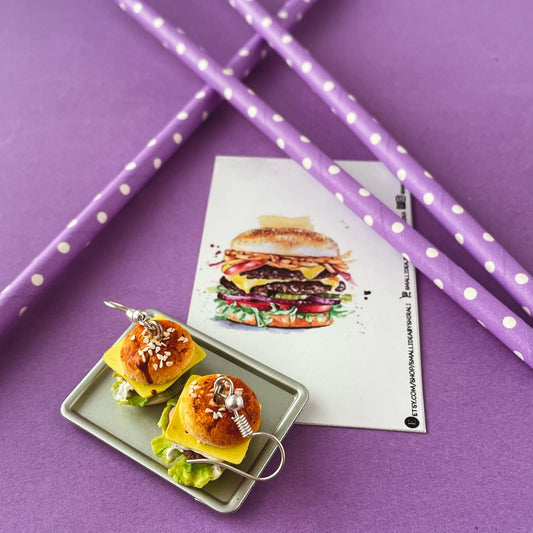 बर्गर मिनी खाने की बालियां