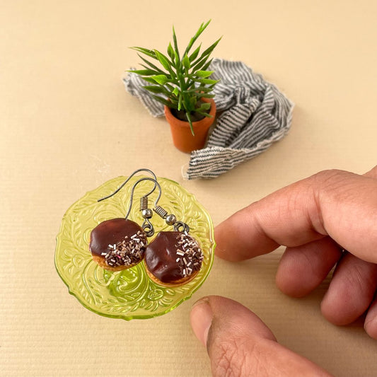 Sprinkled Chocolate Donut Mini Food Earrings