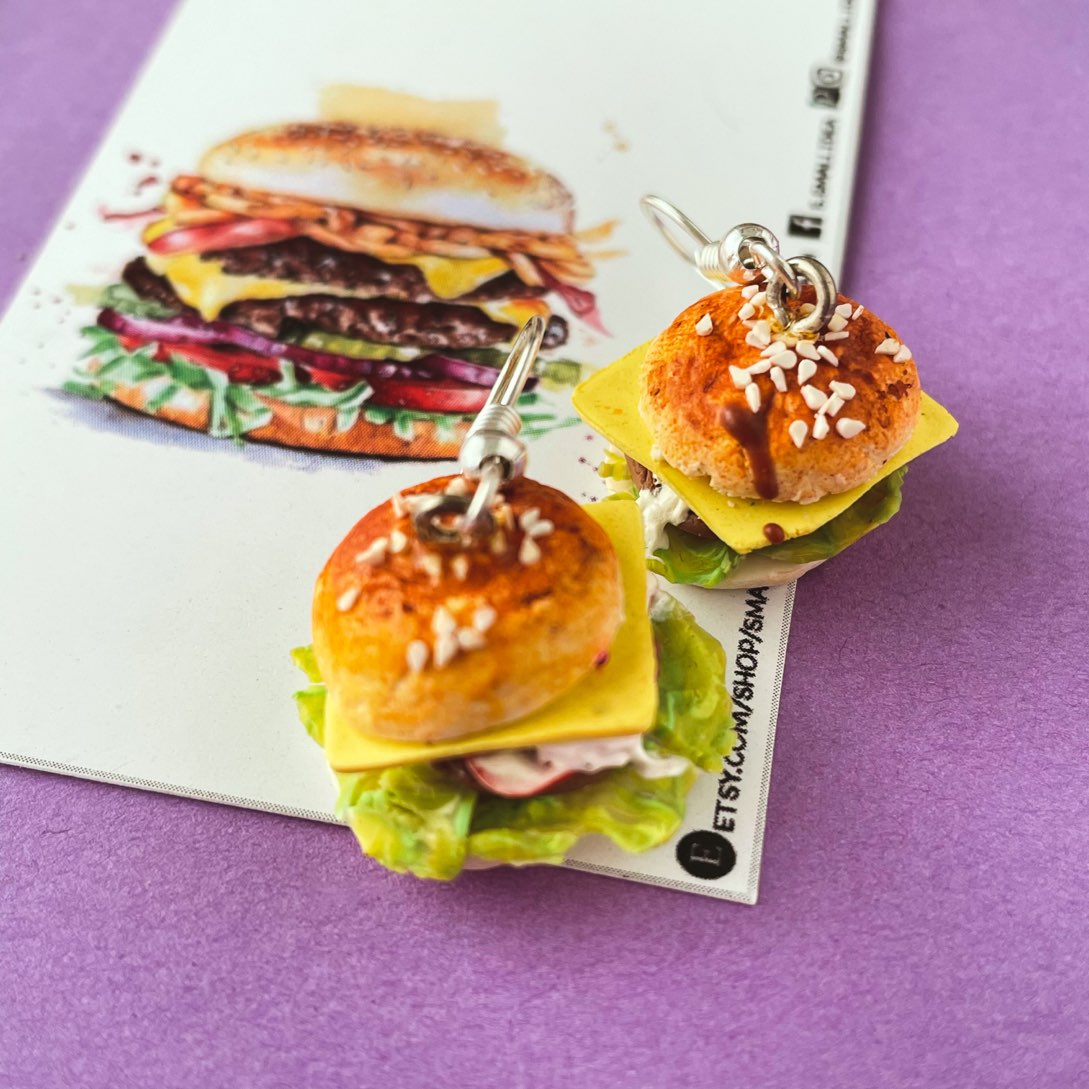 Burger Mini Food Earrings