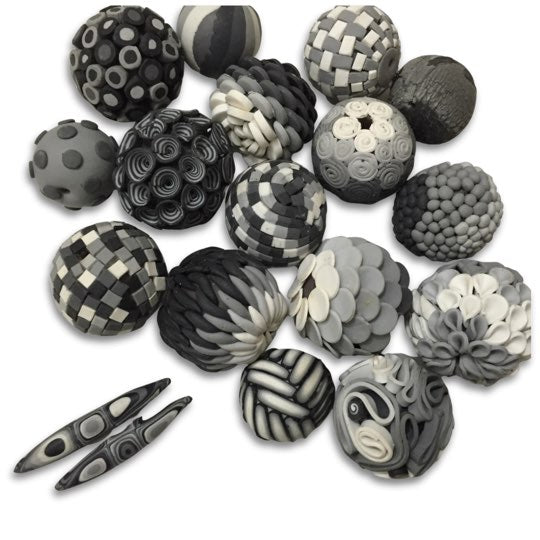 Grey Matter- Monochrome Texture Polymer Clay Statement Necklace