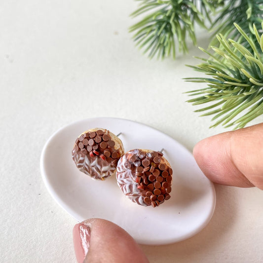 Chocolate Miniature Donuts with Chocolate Topping Ear Studs