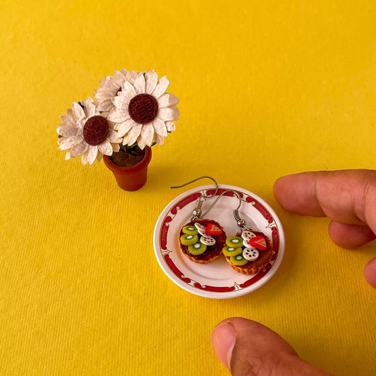 Chocolate Fruit Tart Mini Food Earrings