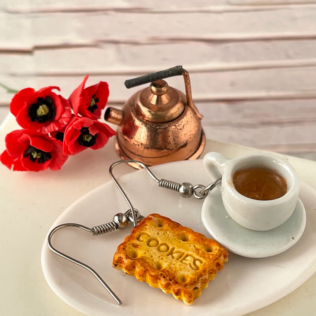 Chai(Tea) Biscuit Mini Food Earrings