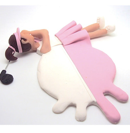 Dessous de verre en argile éclaboussé de fille de golfeur