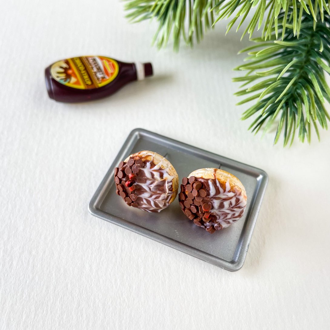 Chocolate Miniature Donuts with Chocolate Topping Ear Studs