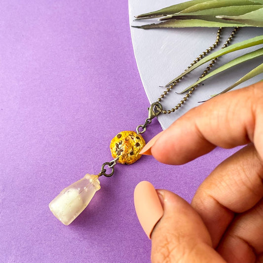 Milk Bottle N Cookie Miniature Charm Pendant Necklace