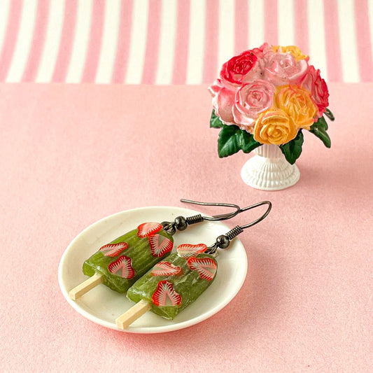 Raw Mango Strawberry Ice Candy Bar Mini Earrings