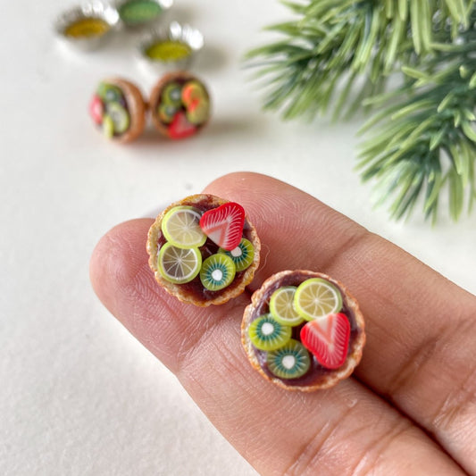 Chocolate Fruit Miniature Tart Food Ear Studs