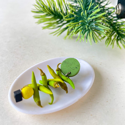 Nimbu Mirchi Nazarbattu Miniature Lapel Brooch Pin