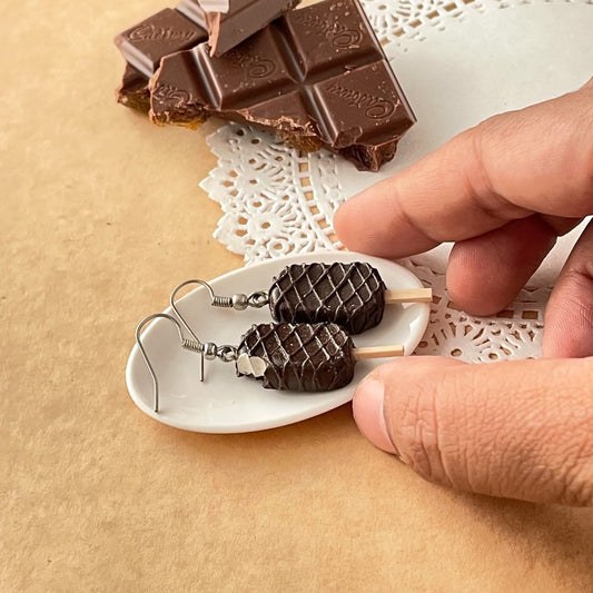 Dark Chocolate Mini Icecream Bar Earrings