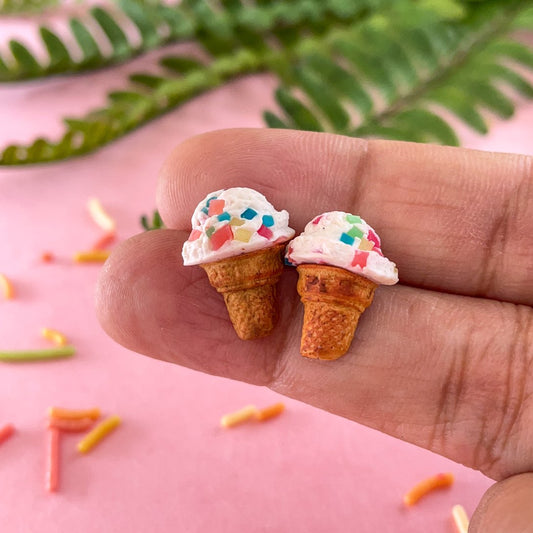 Icecream Cone Miniature Food Ear Studs