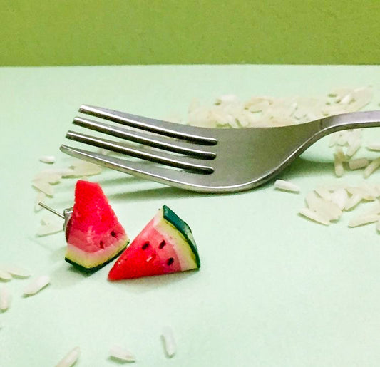 Watermelon Quarter Slice Miniature Ear Studs