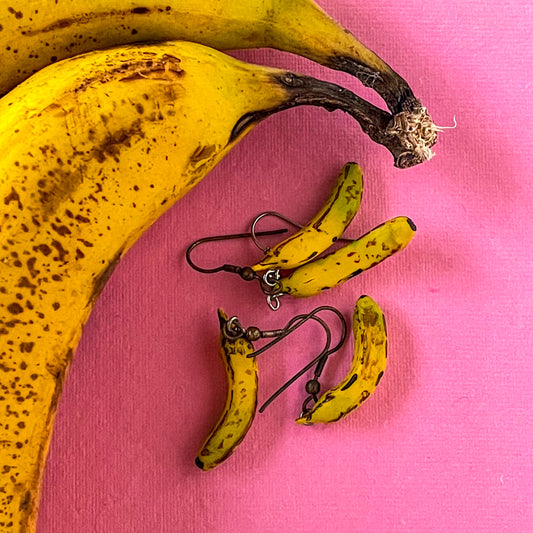 Ripe Banana Miniature Food Earrings