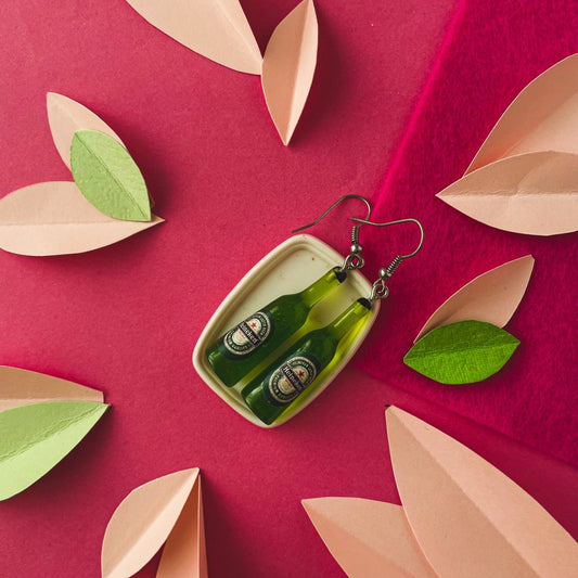 Heineken Beer Bottle Miniature Earrings