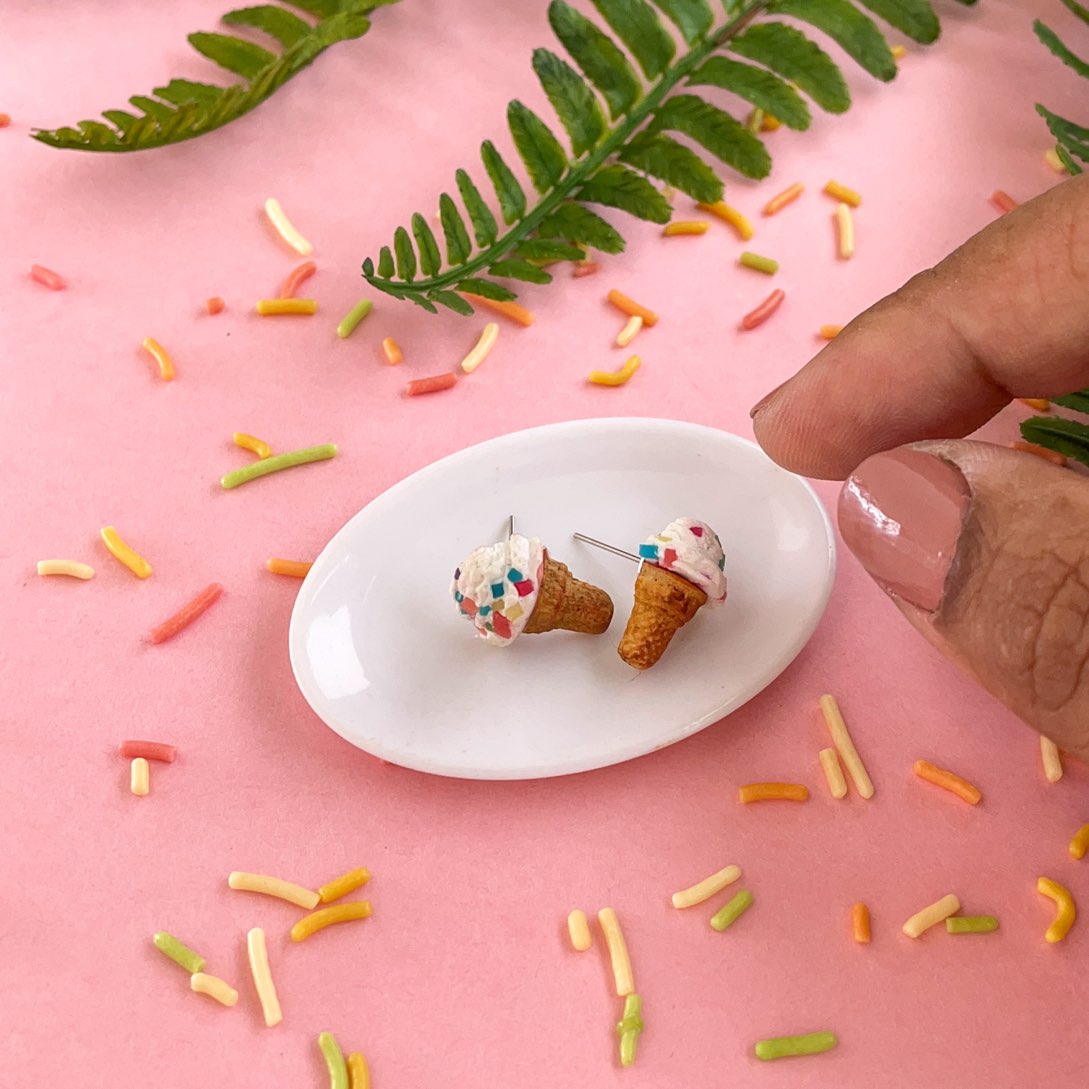 Icecream Cone Miniature Food Ear Studs