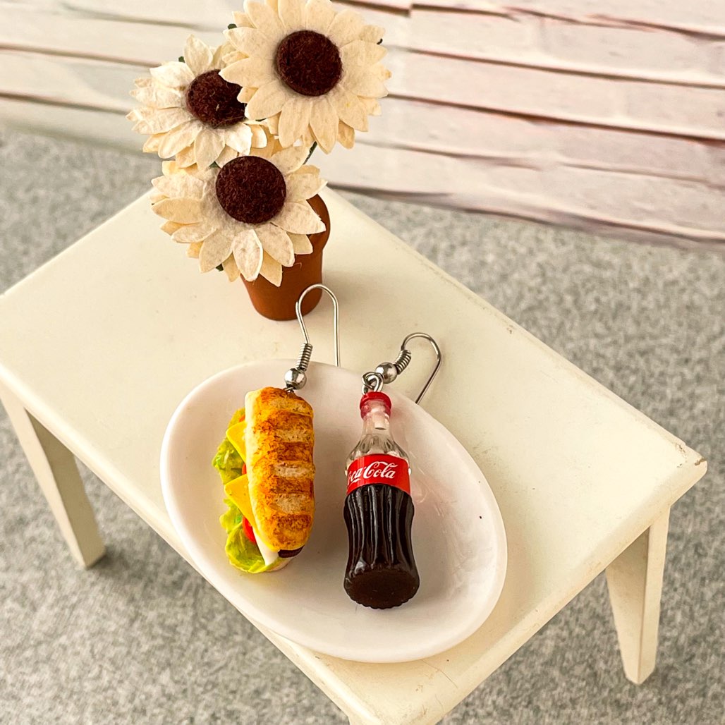 Subway Sandwich And Miniature Coke Earrings