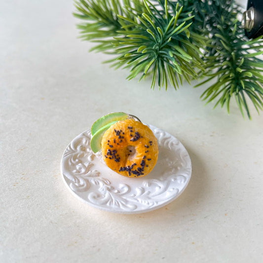 Avocado Bagel Miniature Sandwich Lapel Brooch Pin