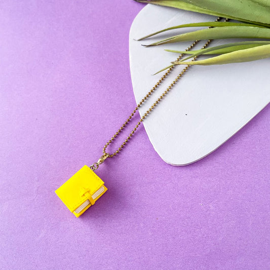 Yellow Planner Miniature Dairy Charm Pendant Necklace