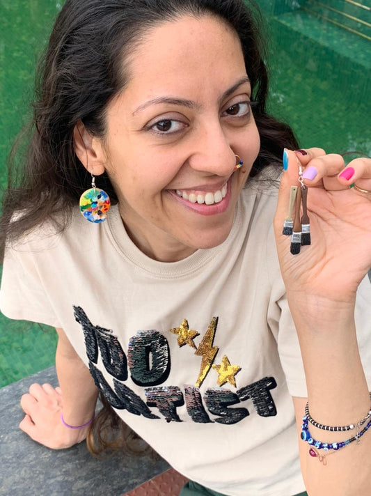 ब्रश रंग पैलेट लघु कान की बाली