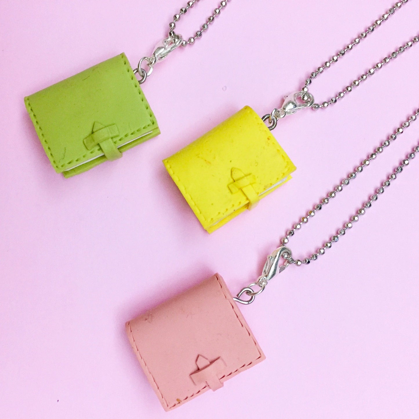 Yellow Planner Miniature Diary Charm Pendant Necklace