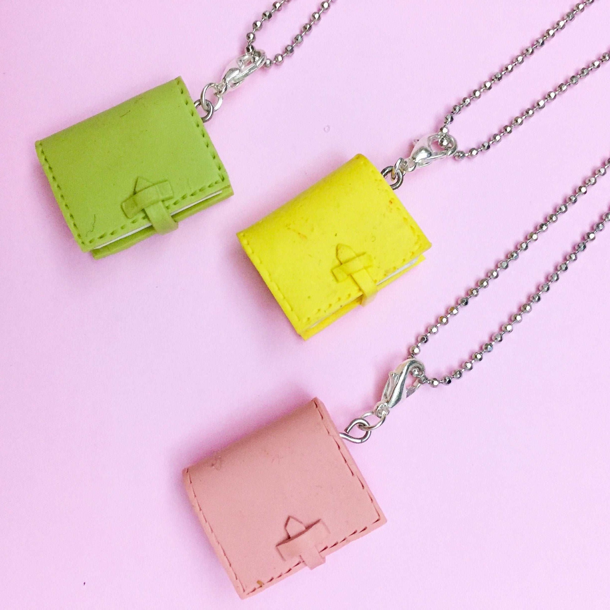 Green Planner Mini Diary Charm Pendant Necklace