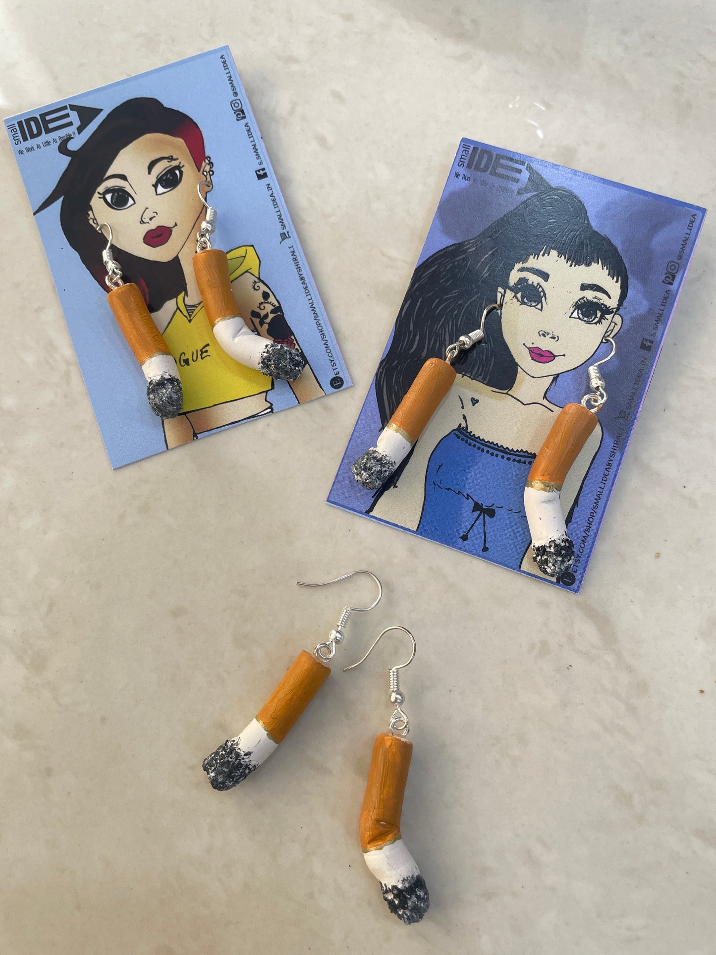 Cigarette Stub Miniature Earrings