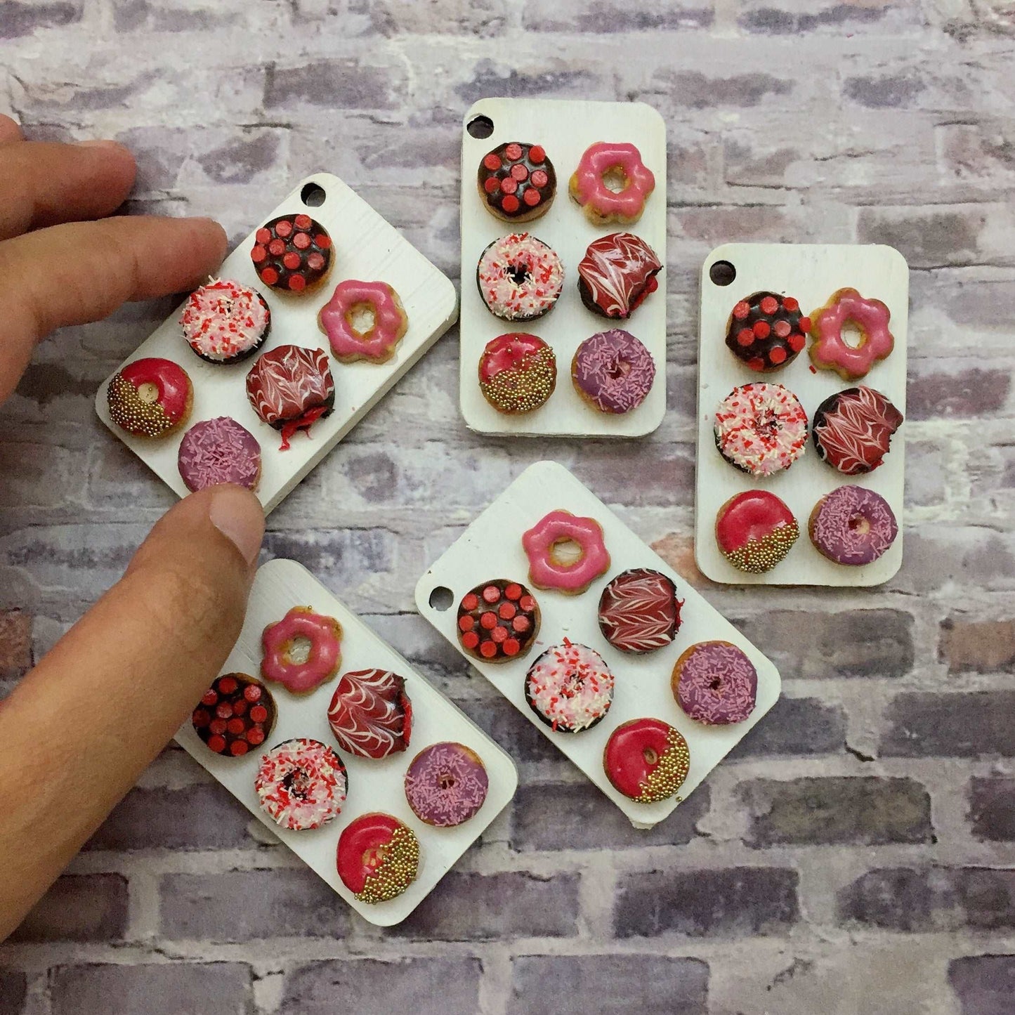 Pink Donut Platter Variety Miniature Food Magnet