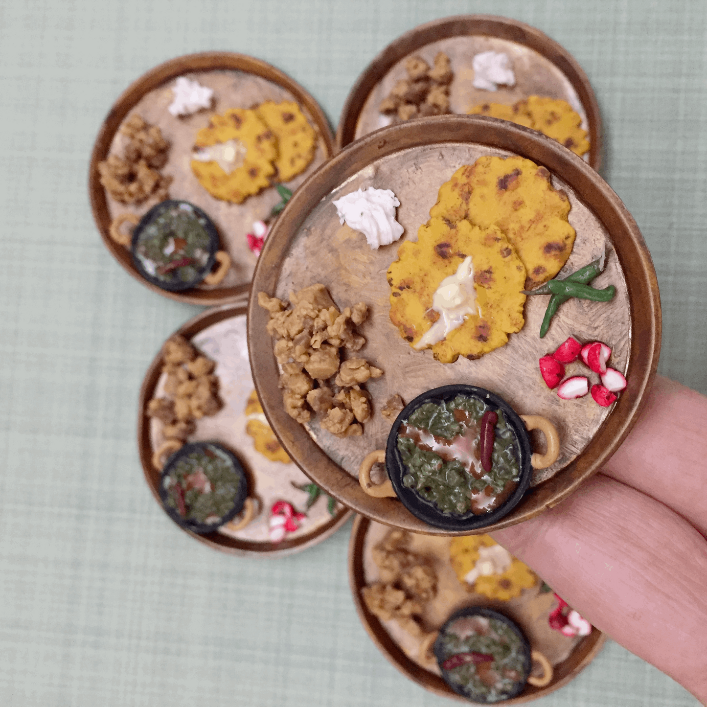 Punjabi Makki Roti Sarson Saag Indian Miniature Food Magnet