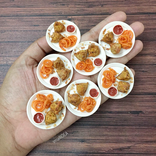 Samosa Jalebi Indian Magnet  Indian Snacks Miniature Magnet   Custom Fridge Magnet Foodie Gift