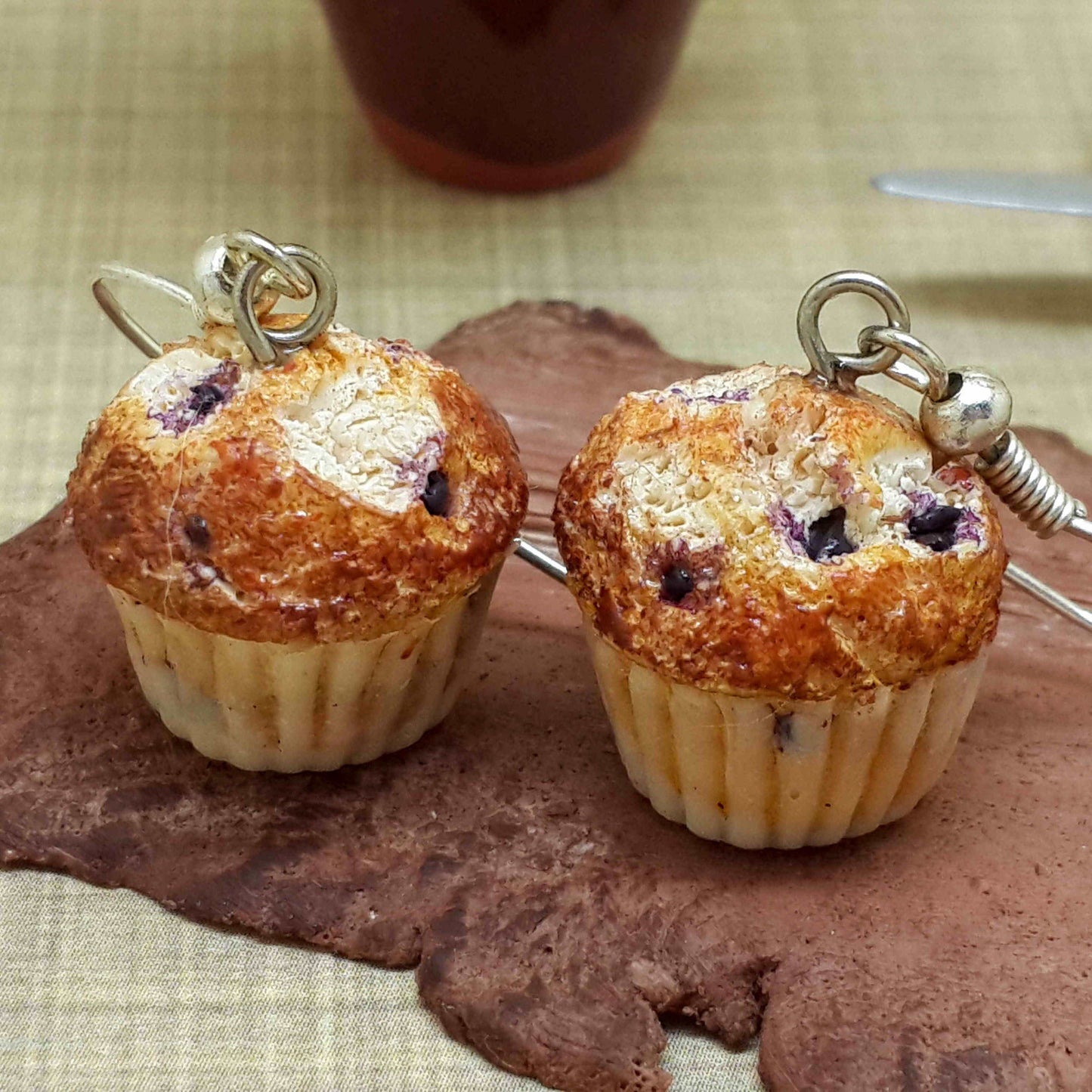 Blueberry Muffins Mini Food Earrings