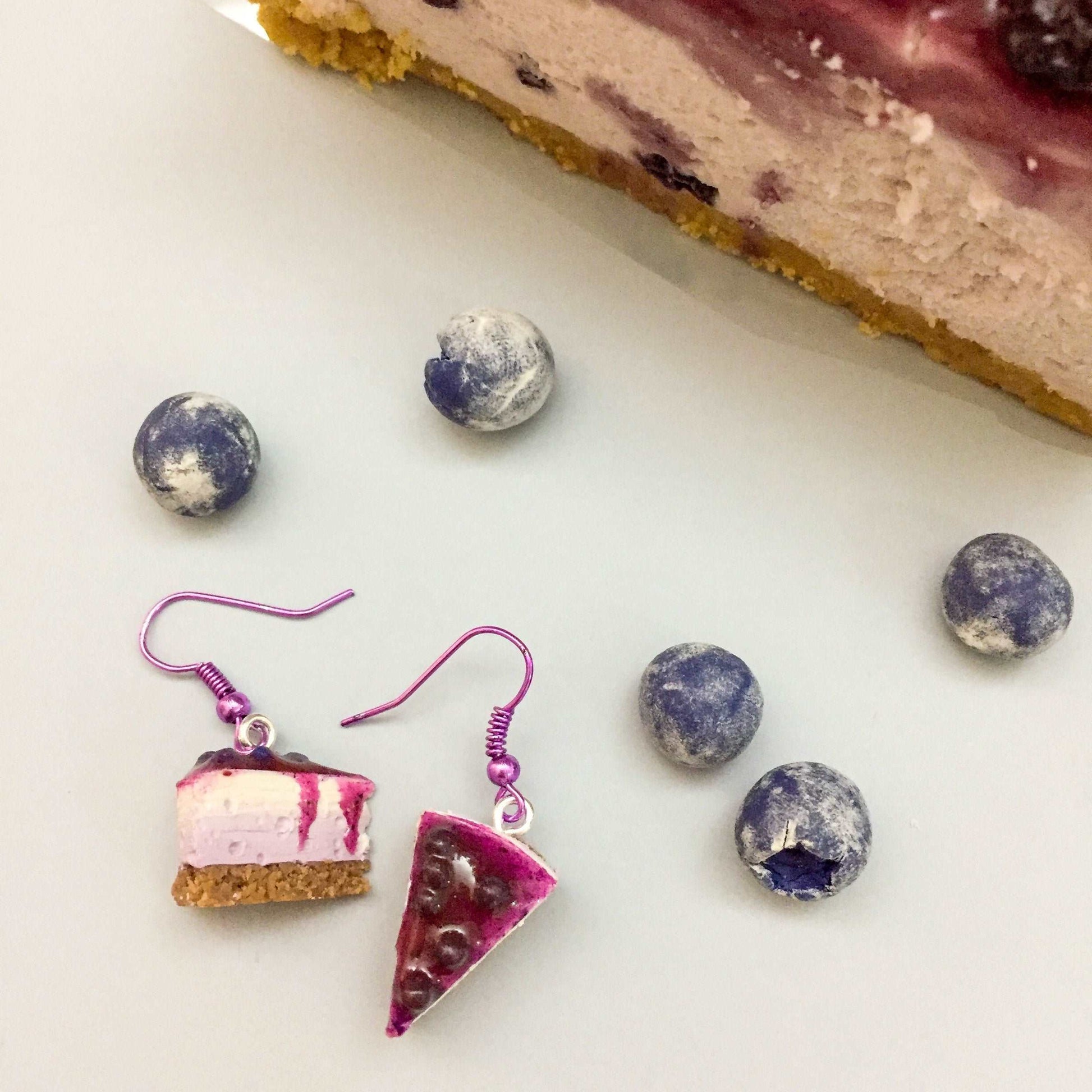 Blueberry Cheesecake Miniature Food Earrings