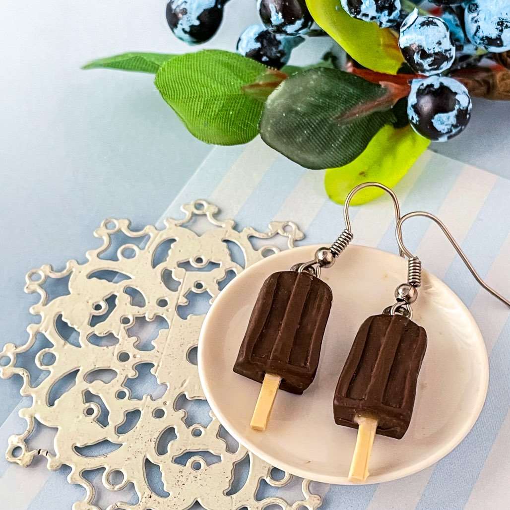 Chocolate Icecream Bar Miniature Food Earrings