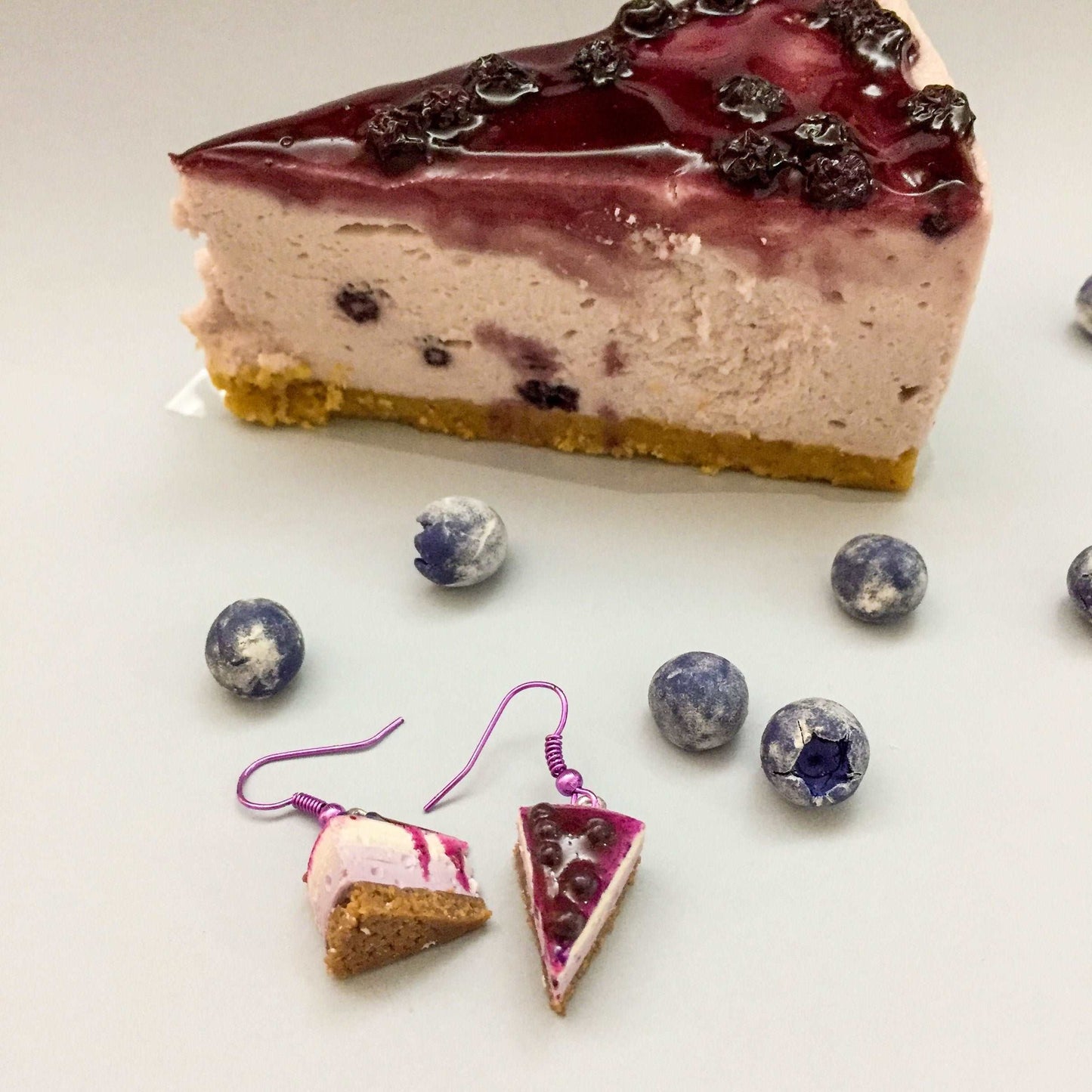 Blueberry Cheesecake Miniature Food Earrings