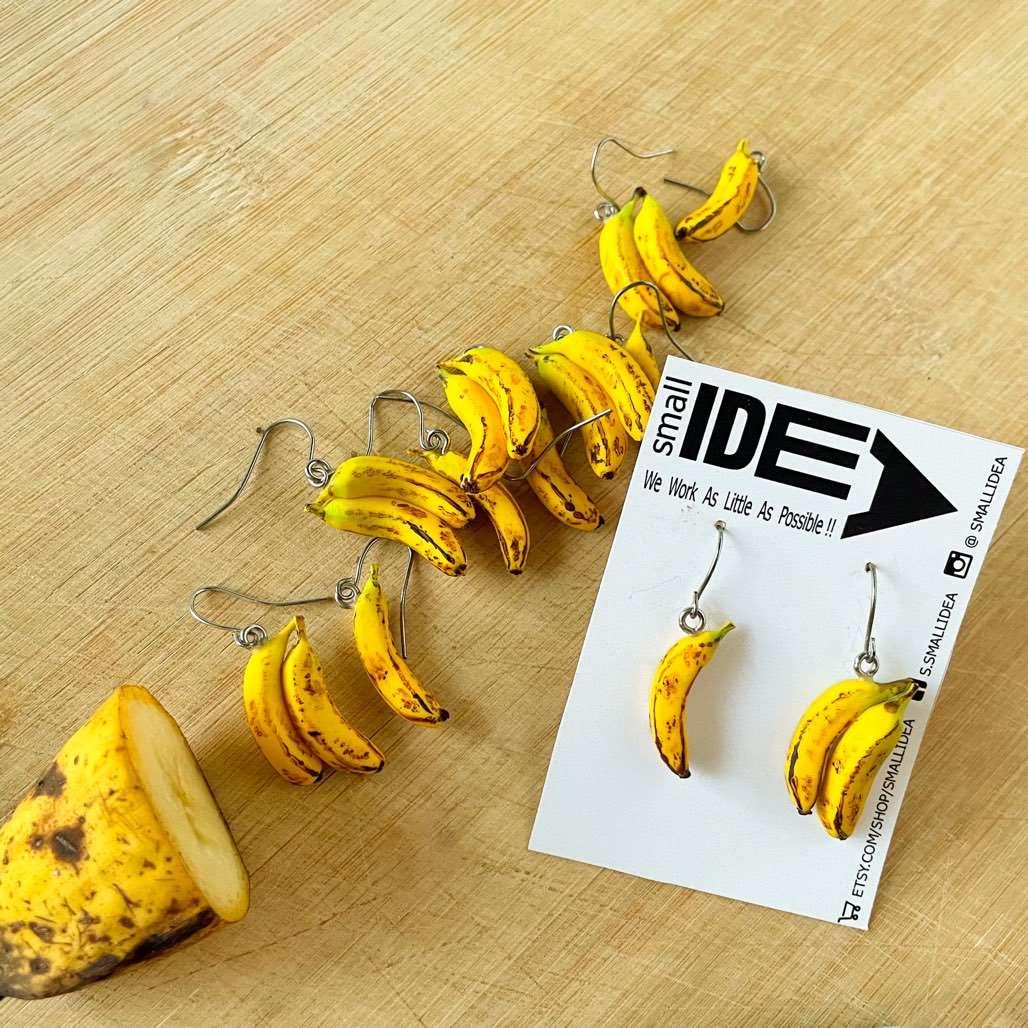 Bunch Banana Mismatch Mini Food Earrings