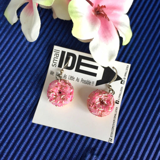 Pink Donut With Sprinkles Mini Food Earrings