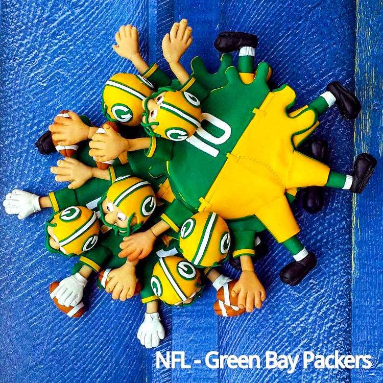 Green American Football  Splattered Clay Coaster