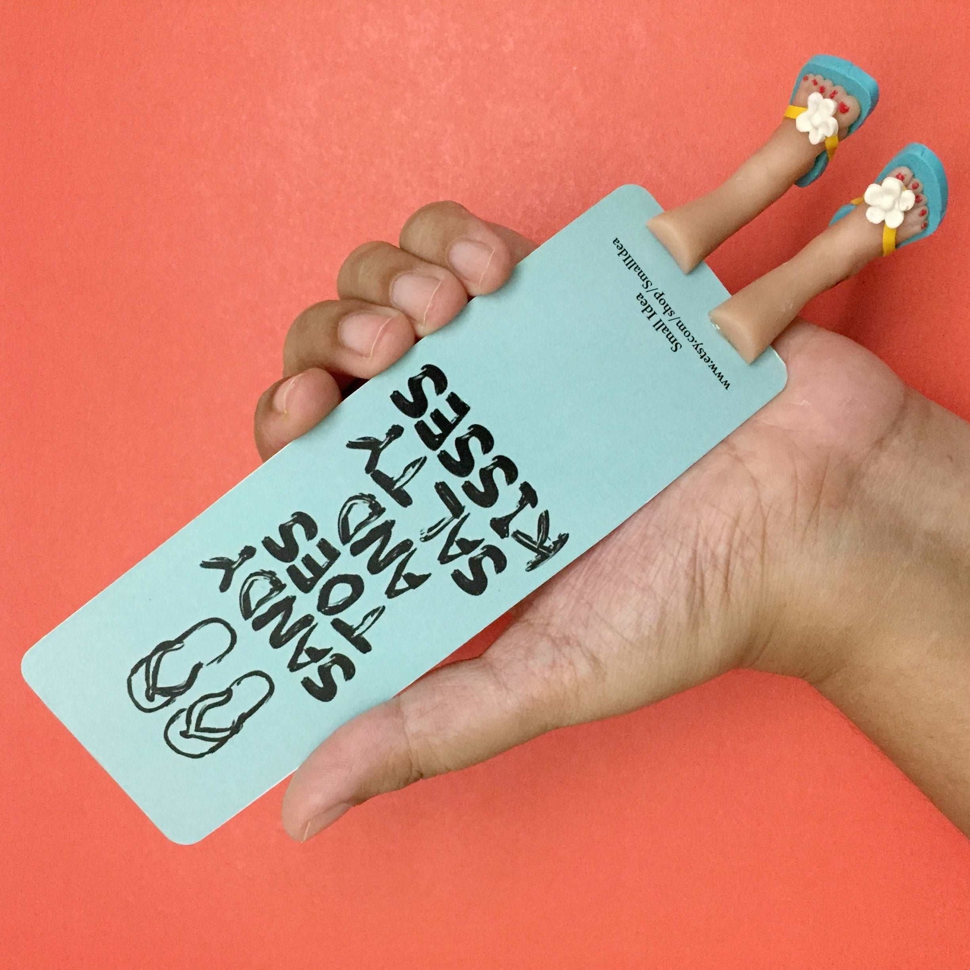 Flip Flop Lovers Handmade Miniature Leggy Bookmark