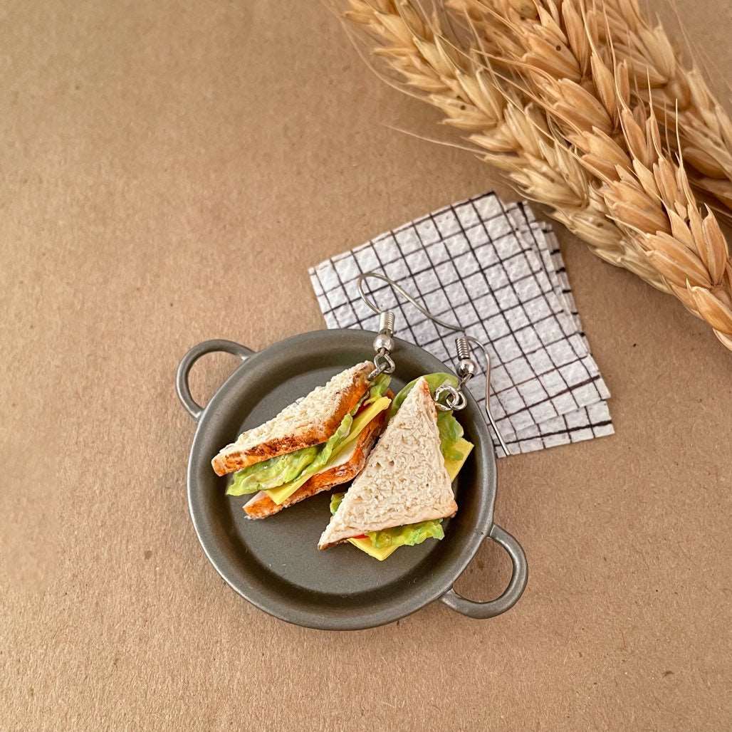 Vegetable Sandwich Mini Food Earrings