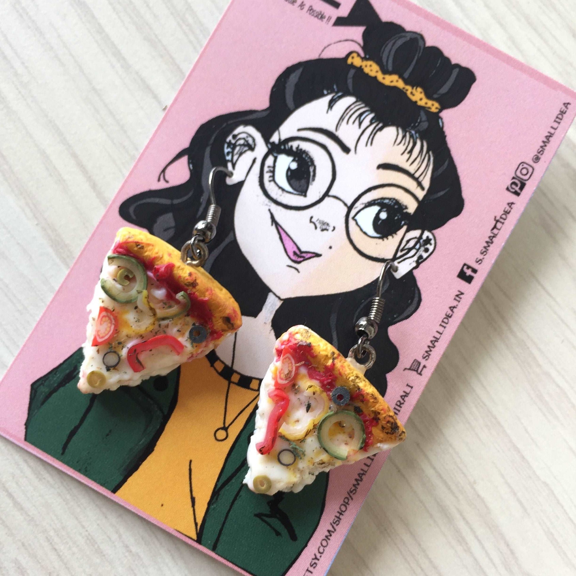 Pizza Slice Mini Food Earrings