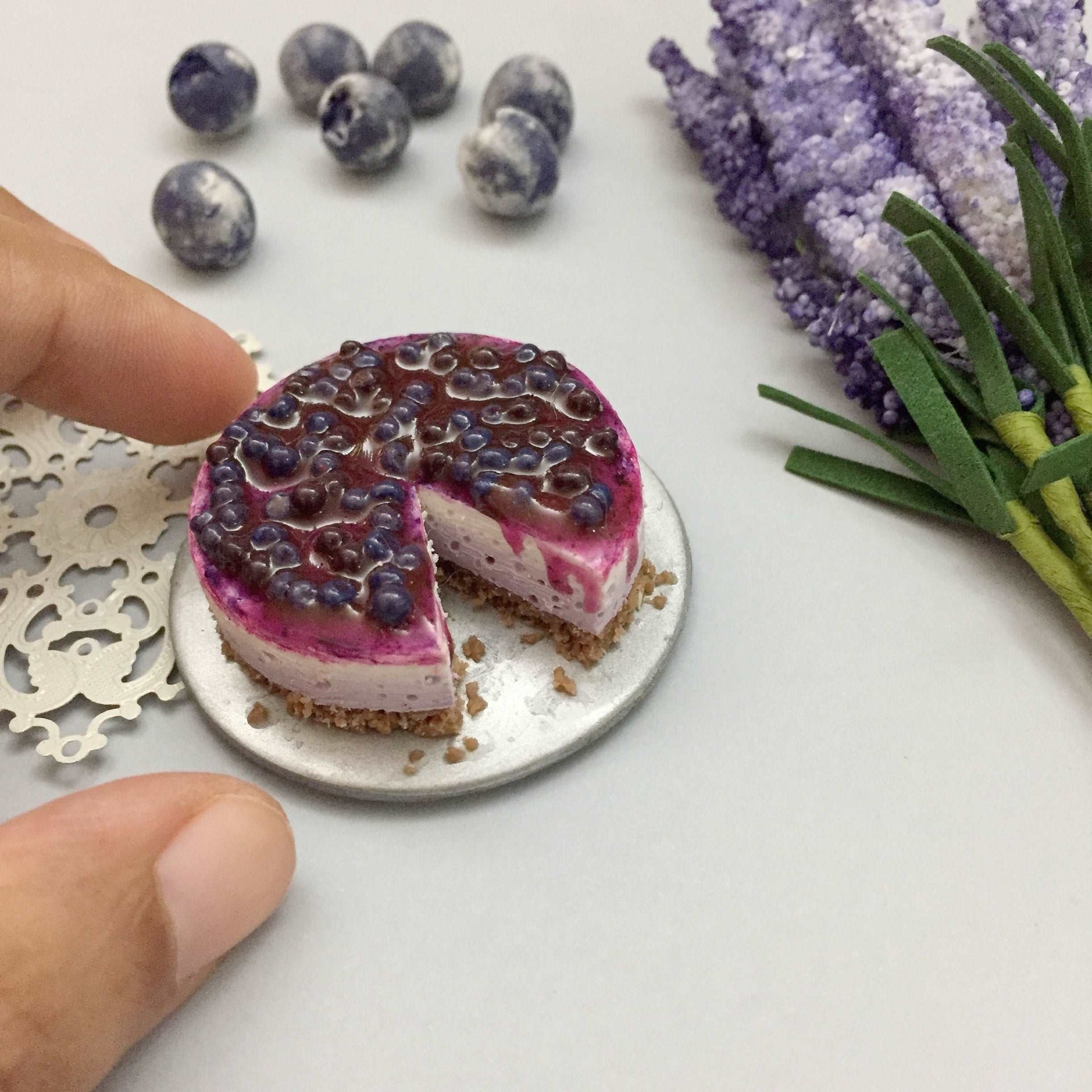 Blueberry Cheesecake Dessert Miniature Food Magnet
