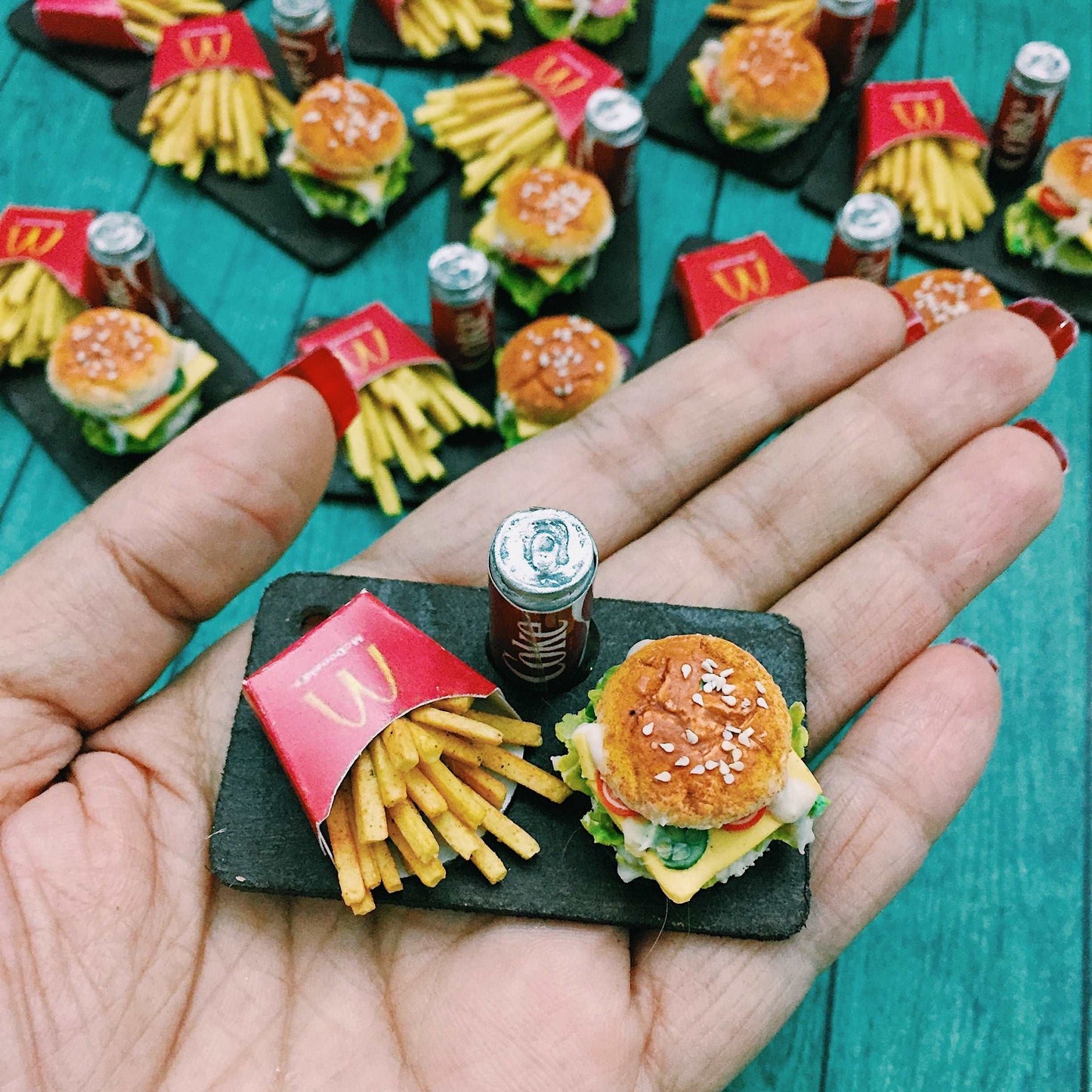Burger Fries Coke Fast Food Miniature Food Magnet