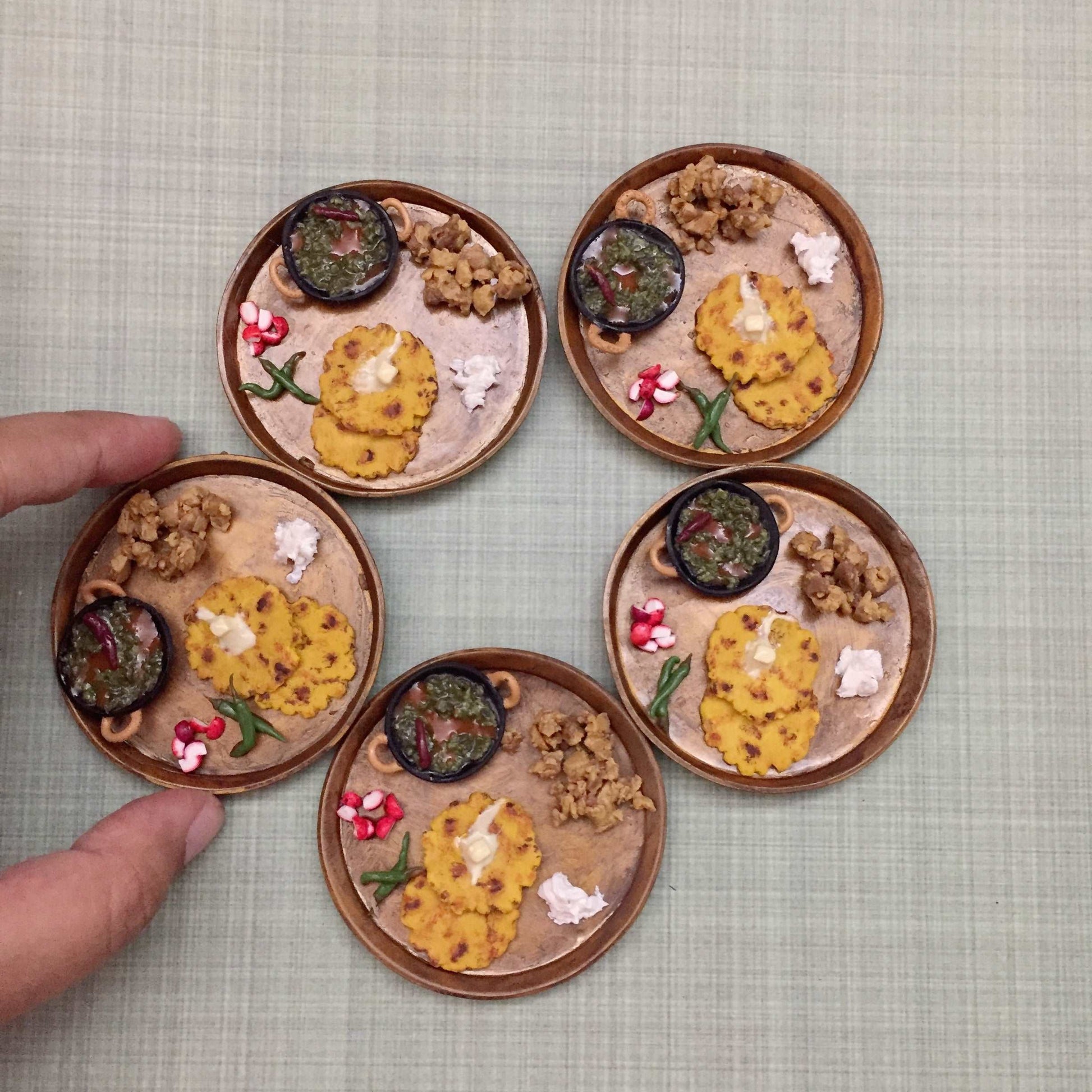 Punjabi Makki Roti Sarson Saag Indian Miniature Food Magnet